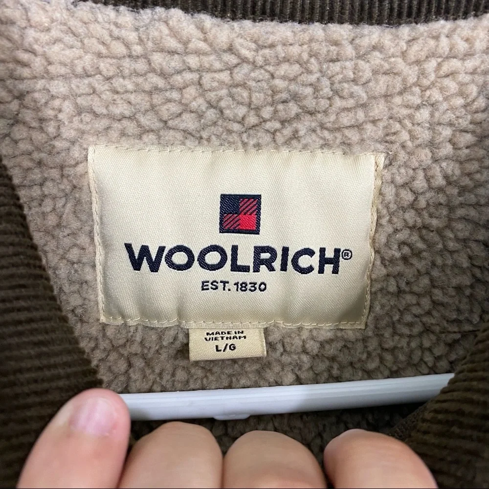 Woolrich Barn Sherpa Lined Jacket Corduroy Collar Sz L - Picture 4 of 11
